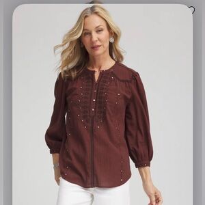 Brown Embroidered Blouse by Chico’s- extraordinary!